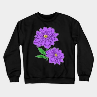 Violet Aster floral Hand Drawn Gardening Gift Crewneck Sweatshirt